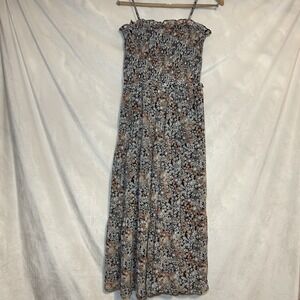 Entro Anthropology Women Dress Sz S Floral Smocked Spaghetti Strap Sundress Boho